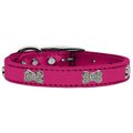 Mirage Pet Products Crystal Bone Genuine Metallic Leather Dog CollarPink Size 14 83-113 PkM14